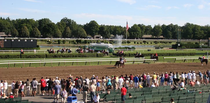 Saratoga racetrack and flag