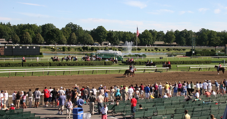 Saratoga racetrack and flag