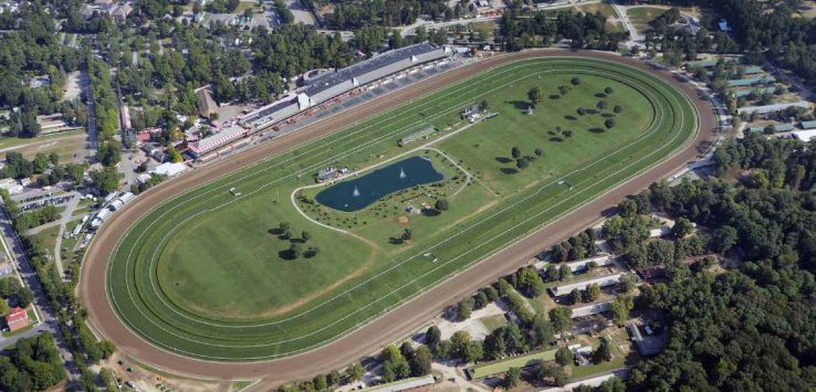 aerial shot of racetrack