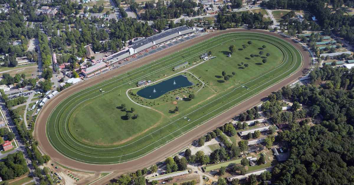aerial shot of racetrack